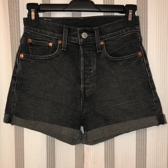 Levi Black Washed Out Shorts - Picture 2 of 11